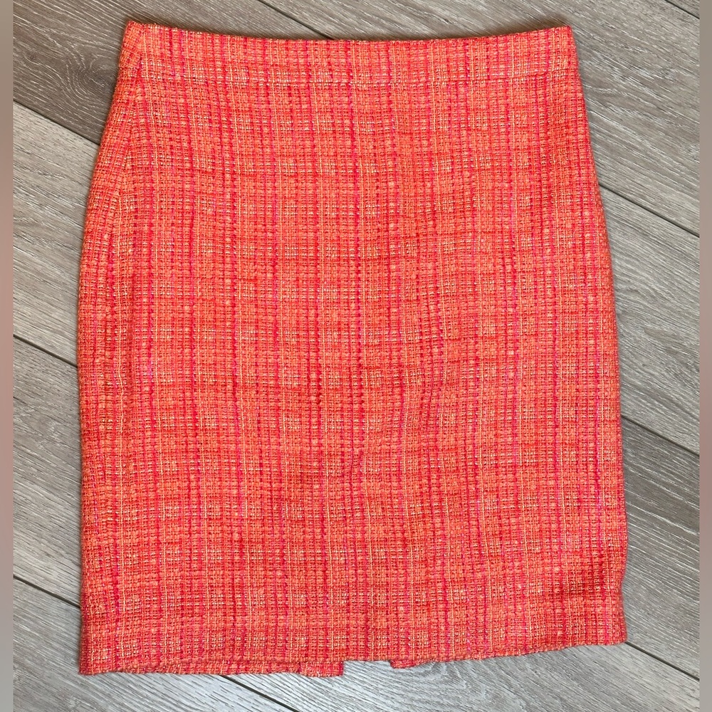 J. Crew No. 2 Pencil Skirt, Size 6, Coral Tweed